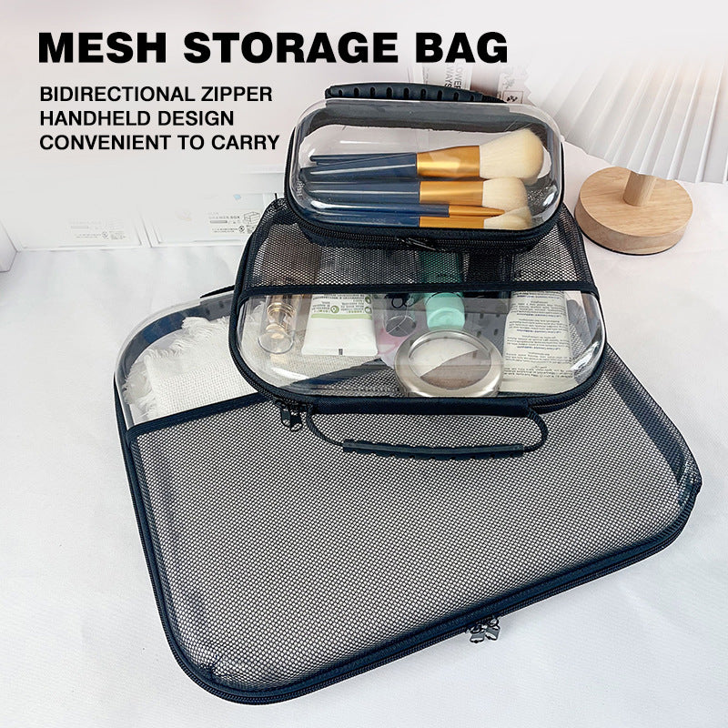 2025 Cross-Border Amazon Pet Mesh Tote Bag Zipper Mesh Storage and Sorting Bag Storage Bag Cross-Border Hot Seller