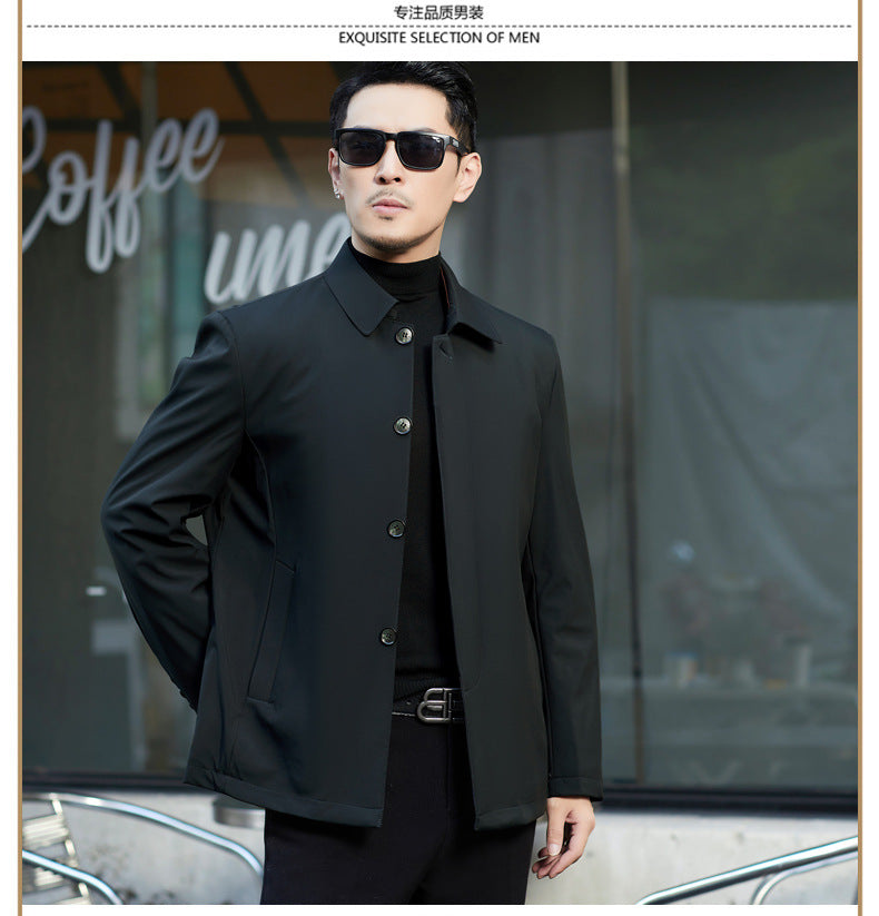 2024 Winter Coat Thickened Cotton-padded Jacket Men's High-grade Mulberry Silk Cotton-padded Jacket for Middle-aged and Elderly Dads Business Casual Jacket