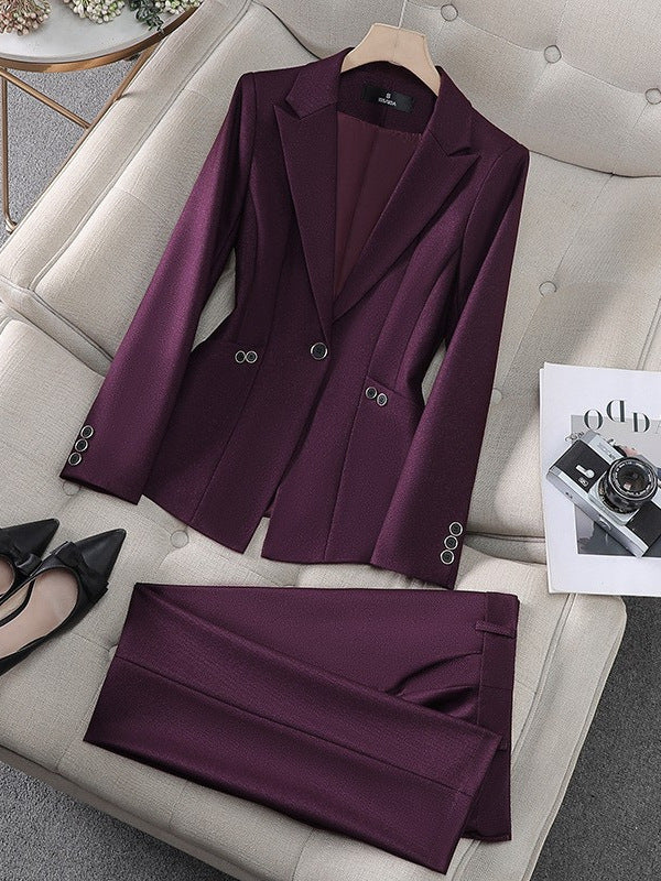 Amazon European and American Cross-Border Popular Commuter Foreign Trade Women's Blazer Professional Pants Dress Two-Piece Suit