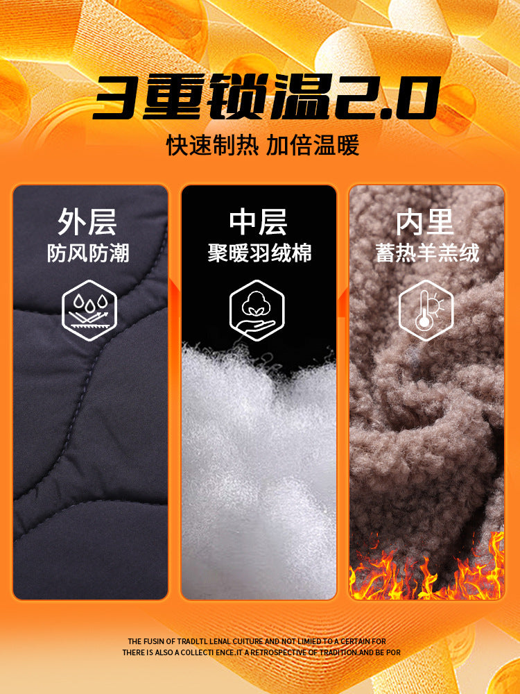 2025 Autumn and Winter Men's Cotton-Padded Jacket with Fleece Lining, Thickened Snap Button Coat for Middle-Aged and Elderly, Warm Top, Versatile Dad Outfit