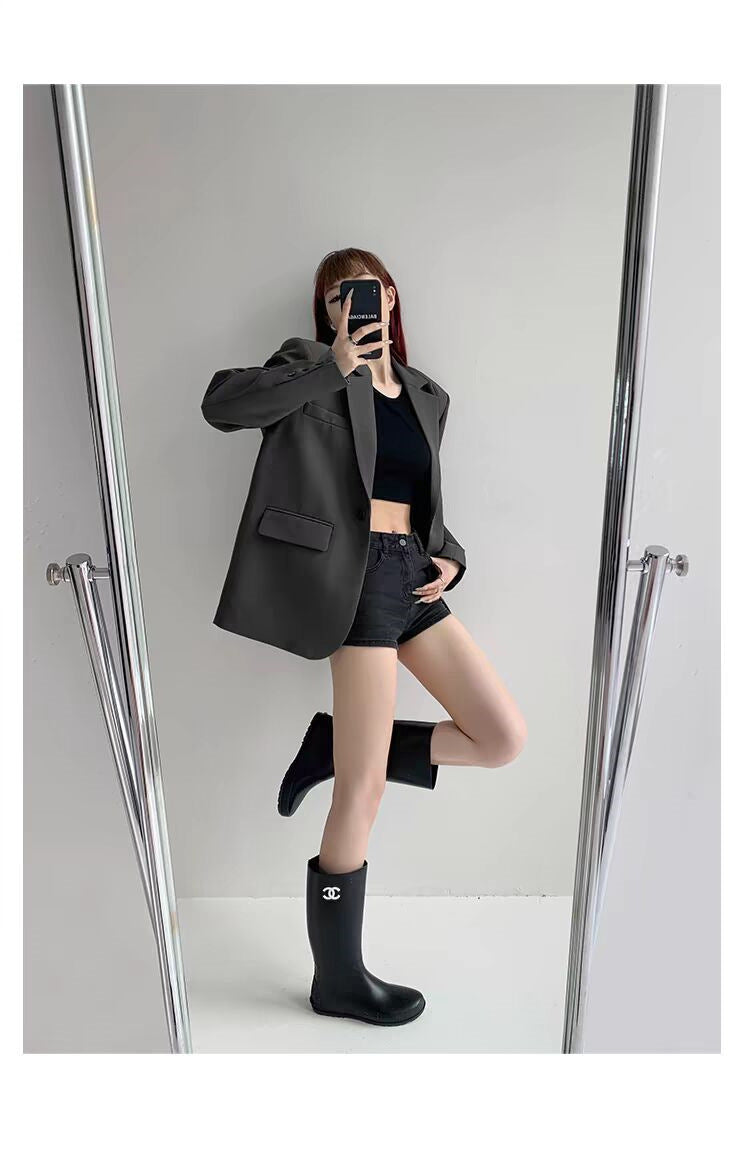 Light Luxury Small Suit for Women, 2026 Spring New Style, Gray Commuter Suit, Niche Design, Elegant Jacket