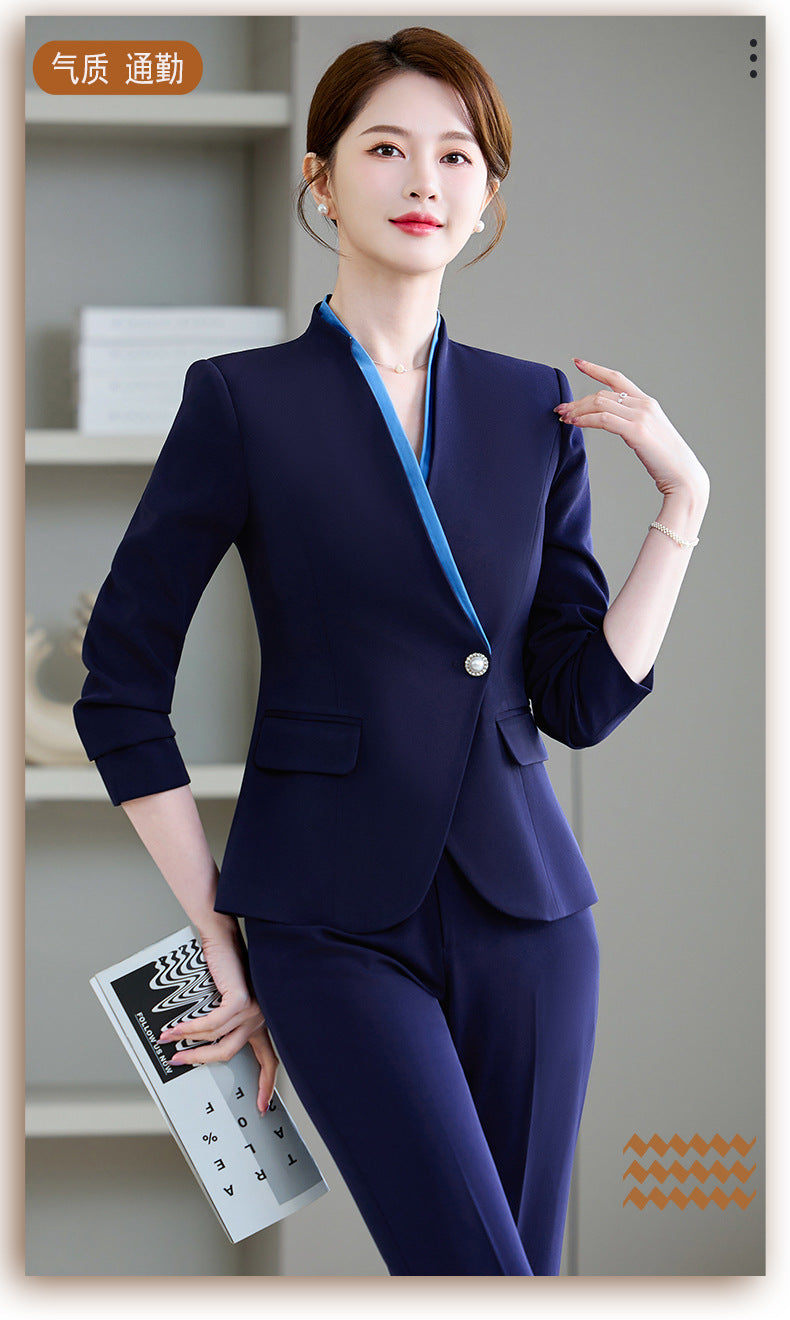 Cross-Border High-End Stewardess Uniforms, Hotel Front Desk Reception Work Clothes, Housekeeping Sales Department Sales Professional Attire Suits for Women