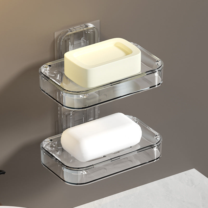 Light Luxury Soap Box Suction Cup Wall-mounted Non-perforated Draining Toilet Drainage Soap Box Rack Household Bathroom