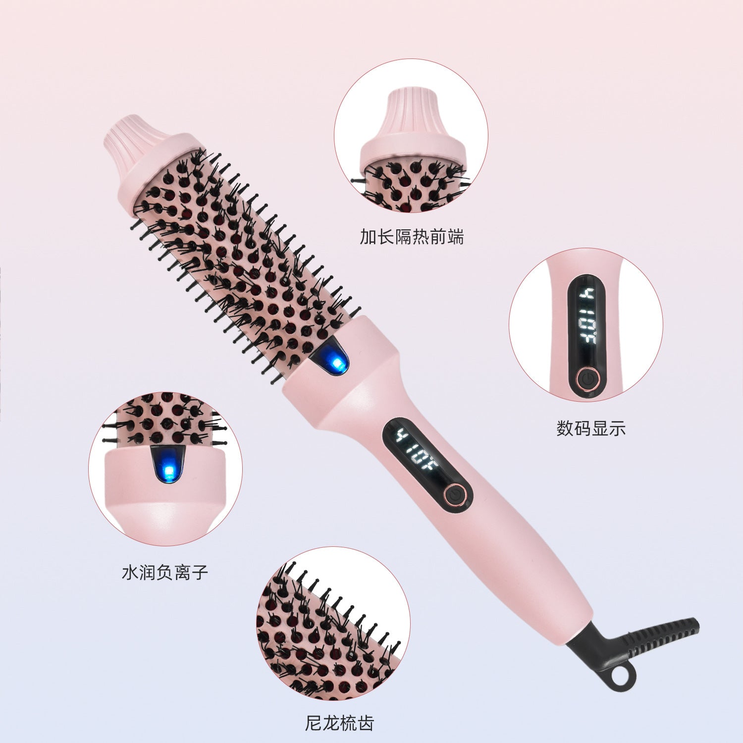 Cross-Border Fluffy Comb Curling Wand 38mm Electric Heating Curling Straightening Comb Multi-Functional Two-In-One Hair Straightener and Curling Iron Dual-Purpose