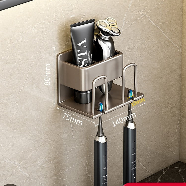 Toothbrush Rack Without Punching Gun Gray Bathroom Mouthwash Cup Tooth Cup Wall-Mounted Storage Box Electric Toothbrush Rack