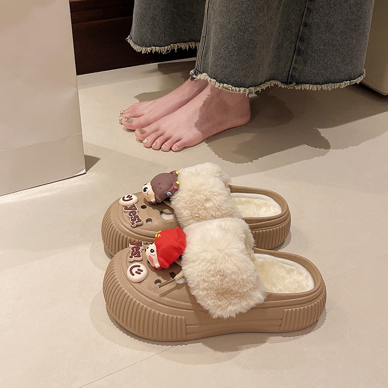 Detachable Cotton Slippers for Women 2025, Comfortable Home Slippers, Cute and Warm, Closed-Back Plush Maternity Cotton Shoes for Autumn and Winter