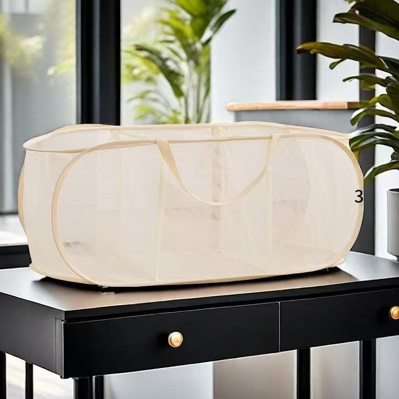 Dirty Clothes Basket, Foldable Large-Capacity Household Mesh Laundry Basket, Bathroom Storage Basket for Dirty Clothes