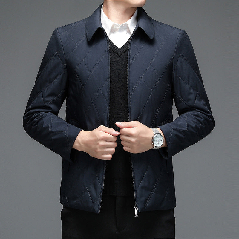 Middle-Aged Men's Jacket 2025 Winter New Style Lapel Middle-Aged Dad's Cotton-Padded Jacket Business Casual Men's Jacket Dropshipping