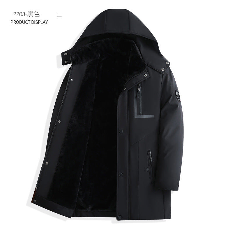 Middle-Aged and Elderly Men's down Jackets, Dad's Thickeneded Warm Cotton Jackets 2025 New Winter Mid-Length Cotton Jackets for Men