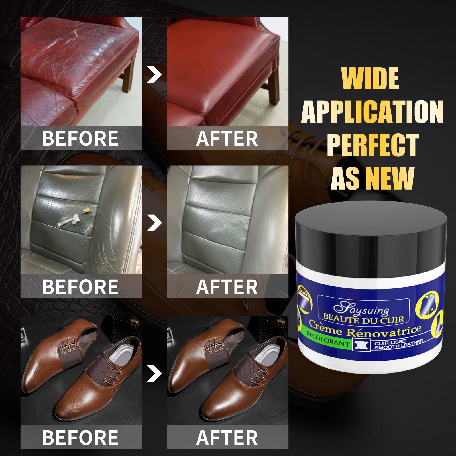 Rayhong Leather Cream for Leather Clothing Scratches and Tears, Leather Care Cream for Car Leather Seats and Sofas