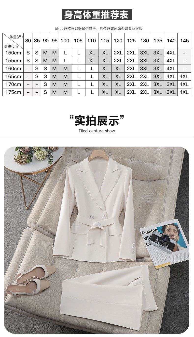 Cross-Border Professional Suit Set for Women, New Spring and Autumn Korean Style Casual Professional Attire, High-End Waist-Cinching Blazer Jacket