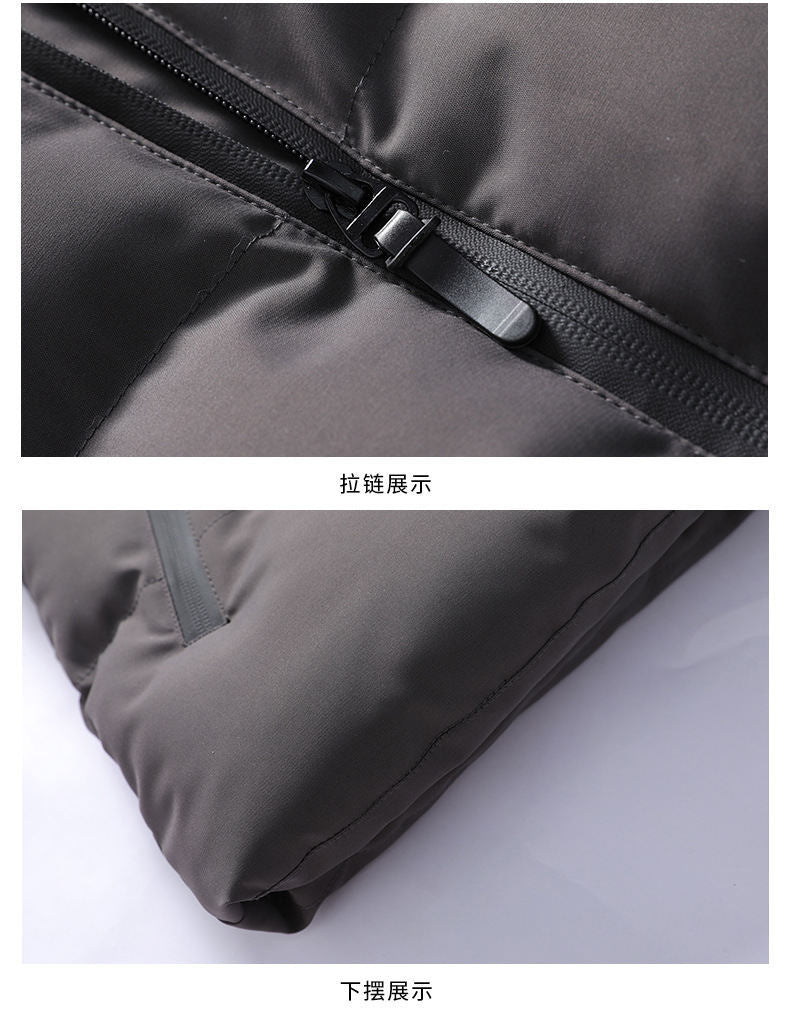 Men's 2024 Winter New Cotton-Padded Jacket, Short Thickened Puffer Jacket for Young Men, Men's Hooded Cotton Coat