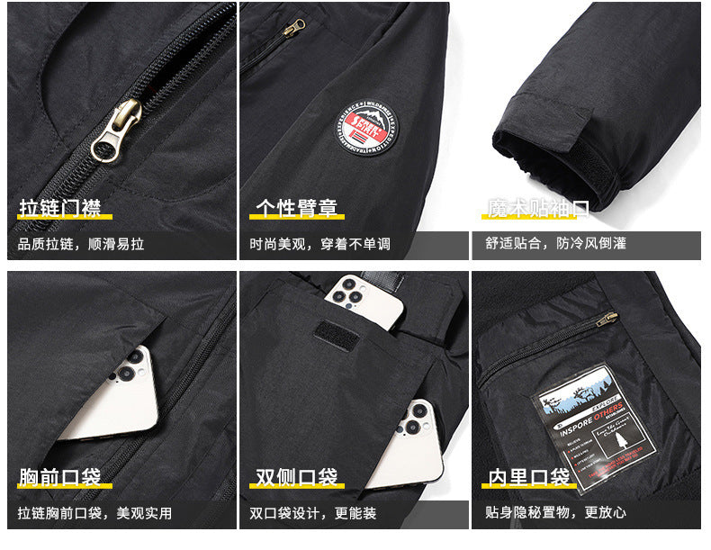Cross-Border [M-8Xl] Cross-Border Large Size Men's Jacket Autumn and Winter New Casual Middle-Aged Men's Jacket Fleece-Lined