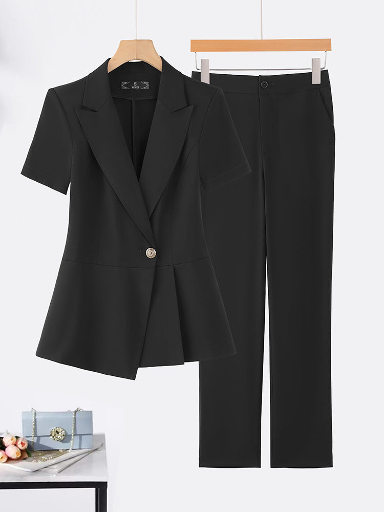 Cross-Border Professional Suit Set for Women, New Summer Manager Formal Wear, Interview High-End Short-Sleeved Thin Work Clothes for Spring