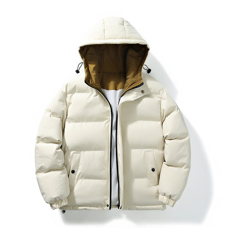 Men's Winter Casual Hooded Jacket Japanese Style Windproof Thick Warm Sports Coat