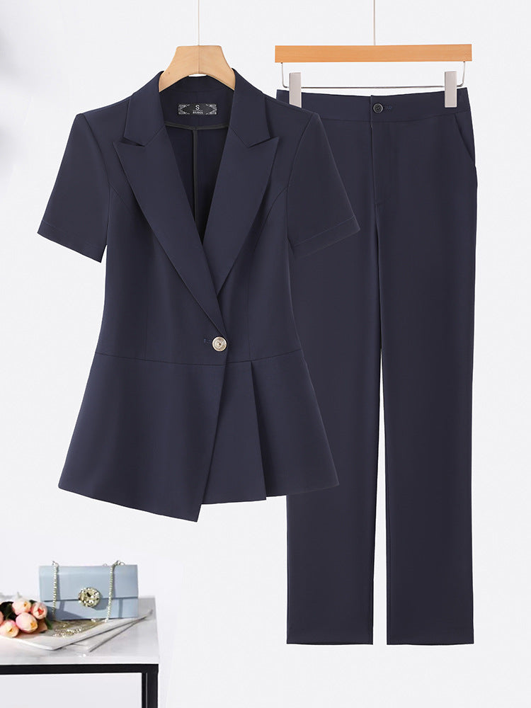 Cross-Border Professional Suit Set for Women, New Summer Manager Formal Wear, Interview High-End Short-Sleeved Thin Work Clothes for Spring