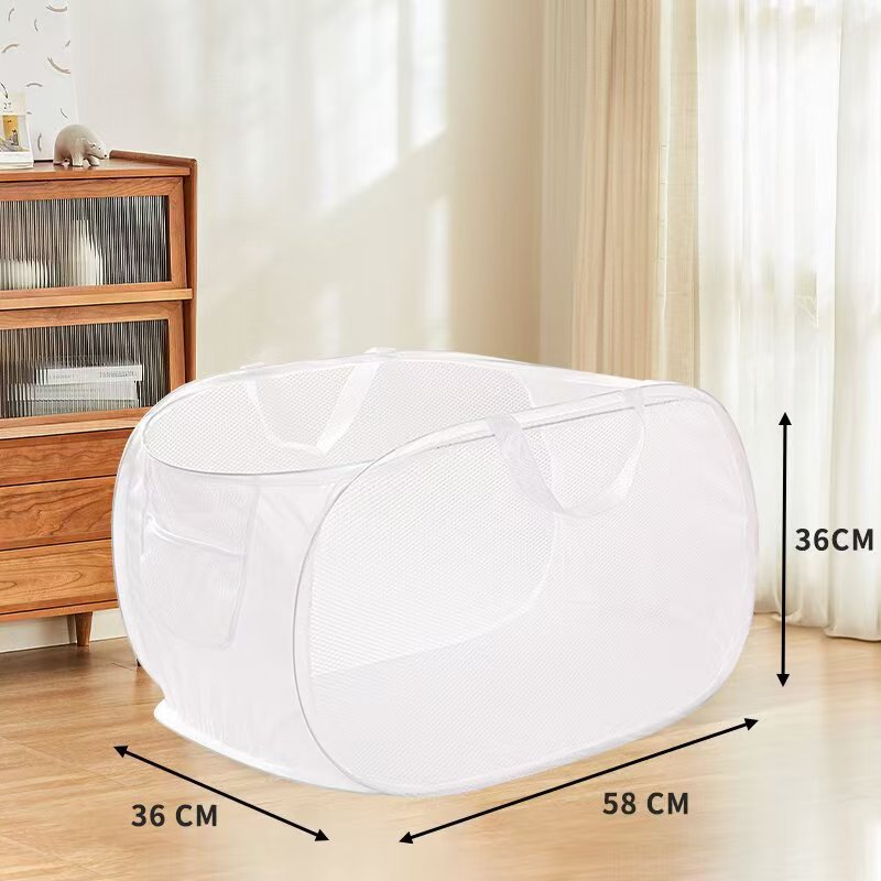 Dirty Clothes Basket, Foldable Large-Capacity Household Mesh Laundry Basket, Bathroom Storage Basket for Dirty Clothes