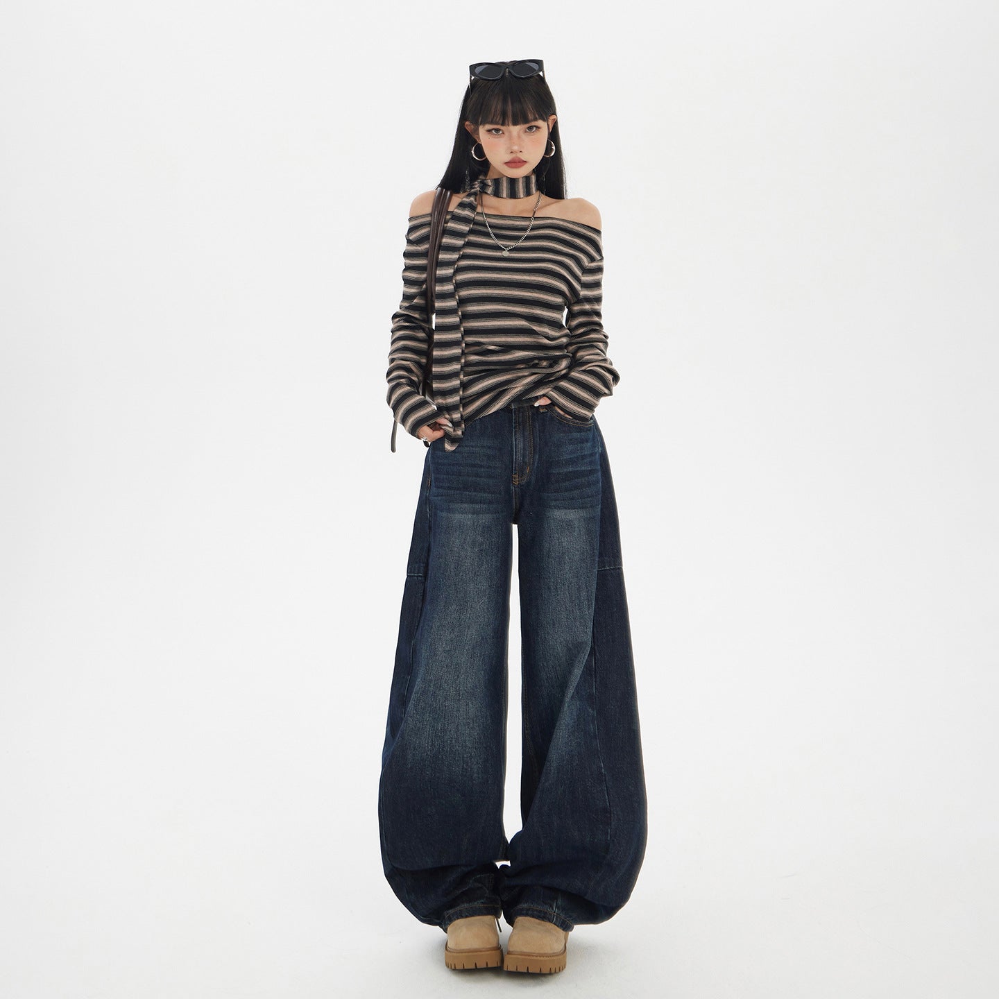 Yc & American Retro Loose Wide-Leg Pants Autumn and Winter Versatile Scimitar Pants Drapey Sickle Jeans Women's New Style