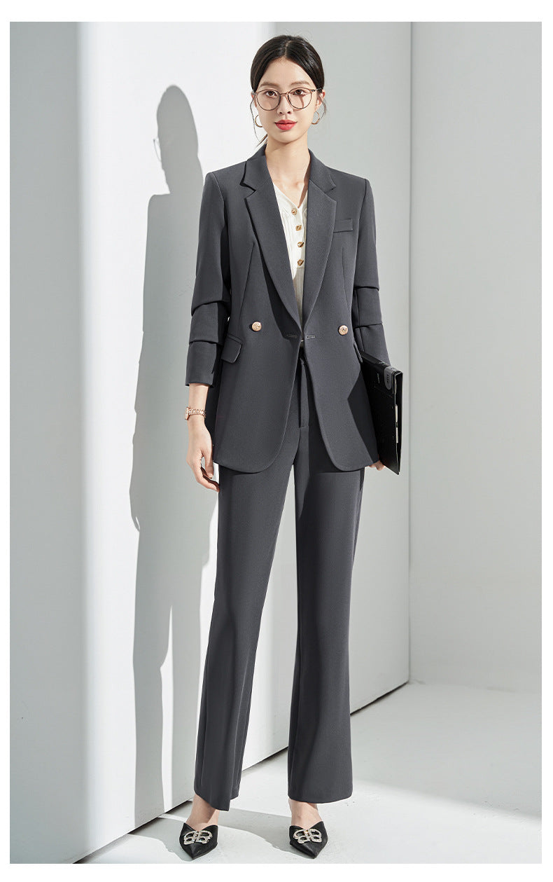 Gray Suit Women's Formal Wear 2025 New Spring & Fall Small High-End Elegant Professional Suit Work Clothes
