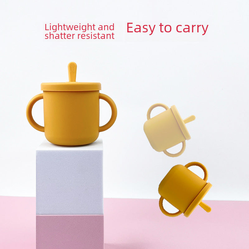Baby Food Grade Silicone Drinking Cup Baby Food Supplementary Double Handle Drinking Cup Children Drinking Cup Maternal and Infant Products