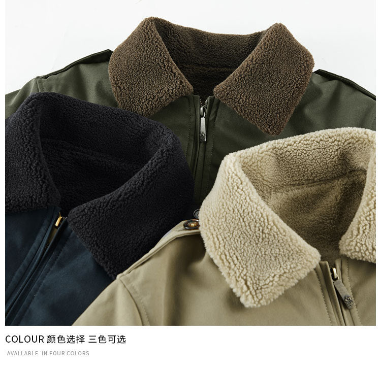 Factory direct winter plus velvet men's cotton-padded overalls cotton-padded jacket coat fur collar thickened pilot cotton-padded jacket 89K16