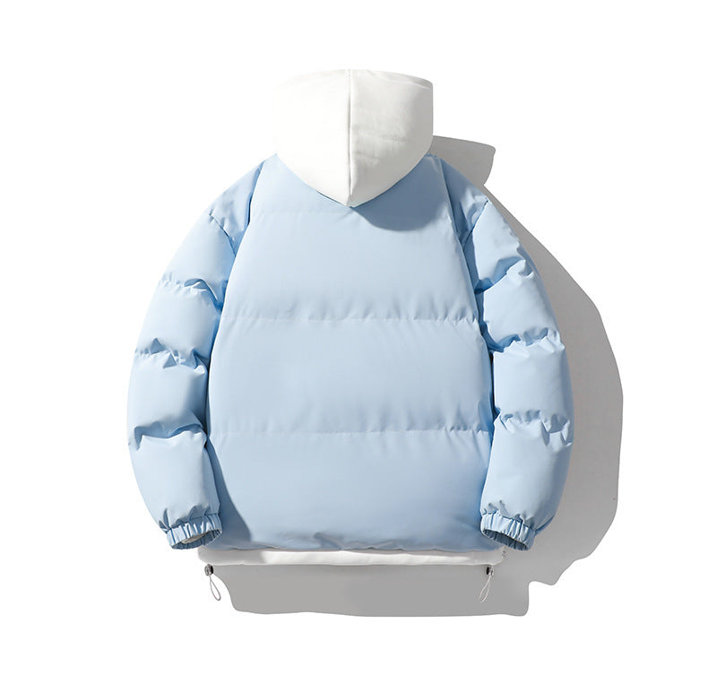 Men's Cotton-Padded Jacket Winter Cold-Proof Cotton Jacket Hooded Fake Two-Piece 2024 New Youth Cotton-Padded Jacket Couple Trendy Brand