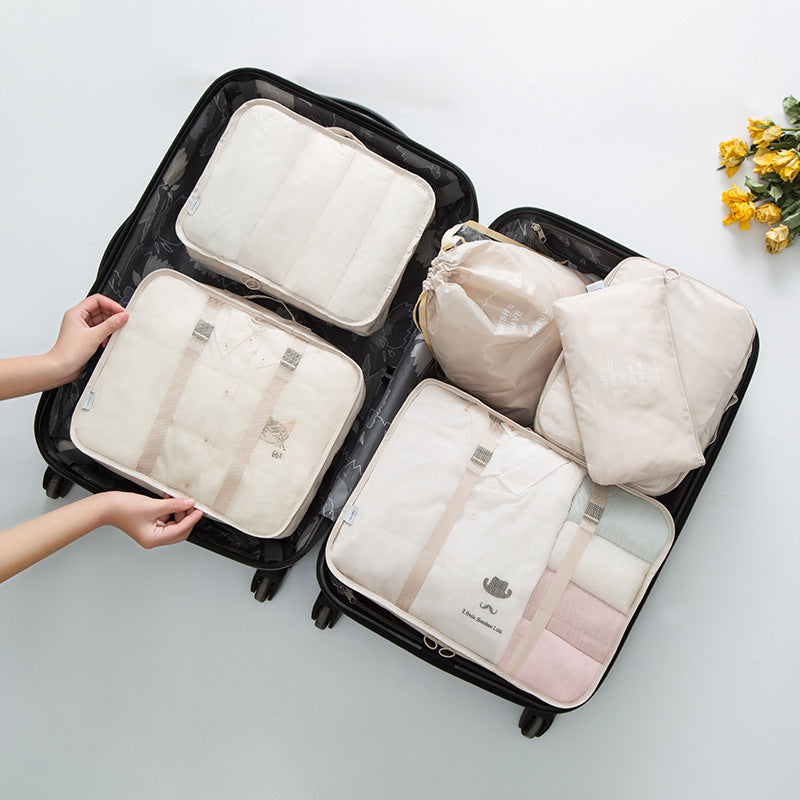 Travel Storage Bag Eight-Piece Storage Bag Waterproof Oxford Cloth Business Trip Makeup and Toiletry Classification Storage Set