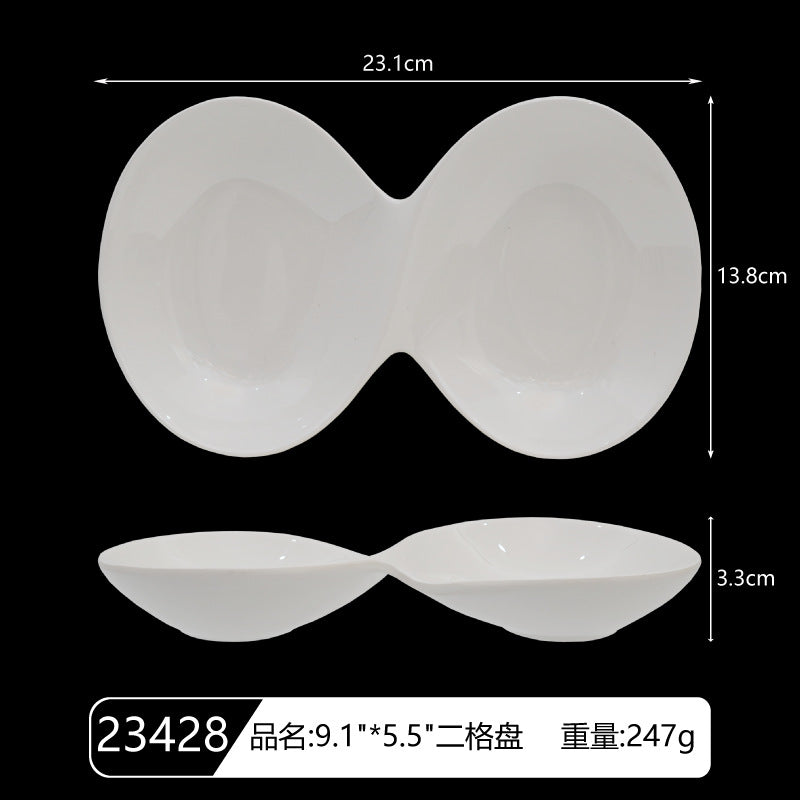 A5 Melamine Imitation Porcelain Side Dish Platter Rectangular Round Cold Dish Cold Separated Multi-Grids Dish Sauce Divided Dish