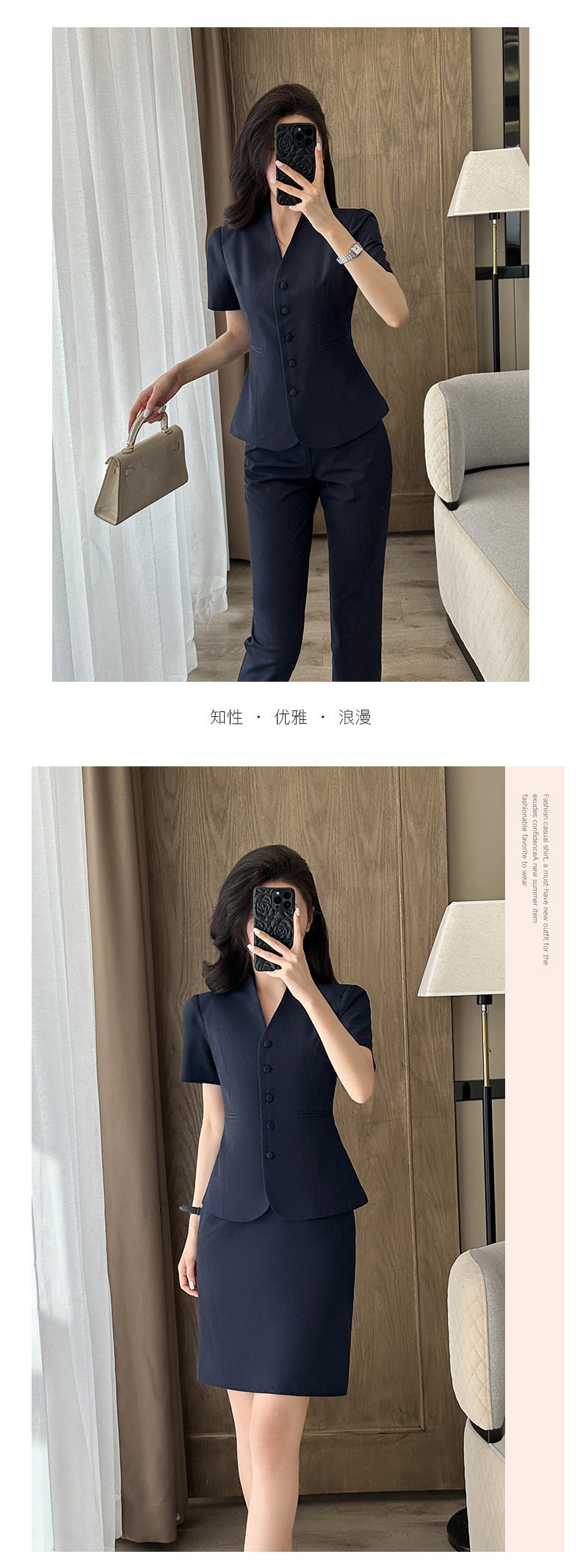 Short-Sleeved Suit Women's Summer Thin Business Attire Jewelry Store Gold Store Sales Workwear Hotel Front Desk Workwear