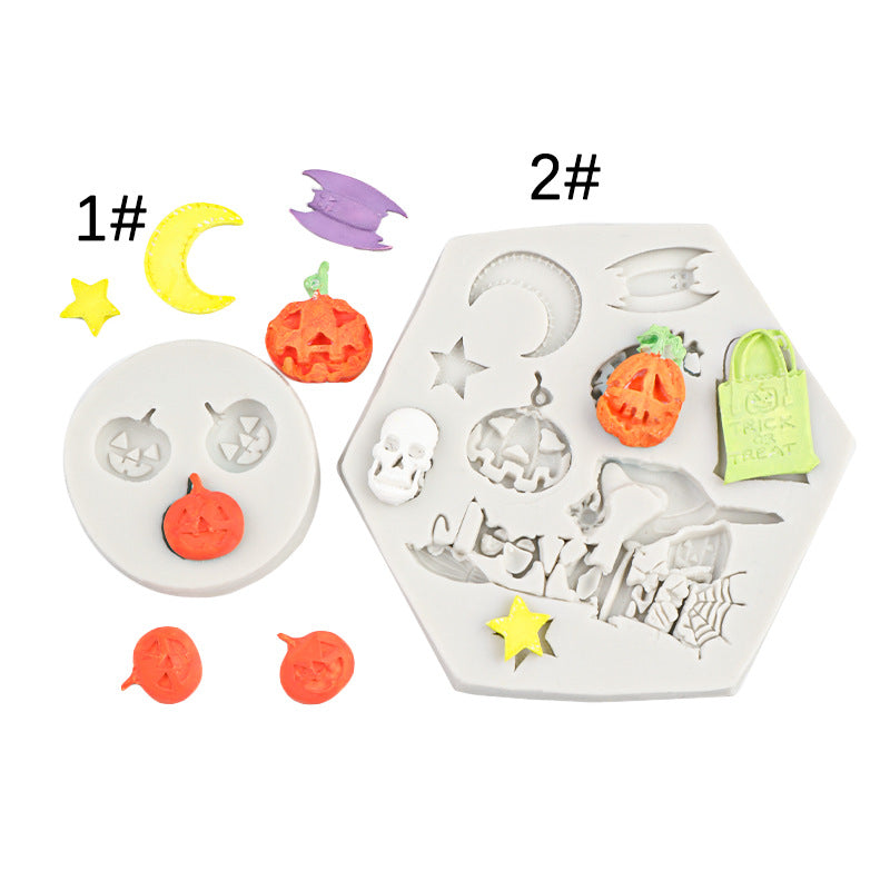 3 Even small pumpkin skull Halloween theme silicone mold decoration sugar chocolate mold drop glue gypsum candle grain