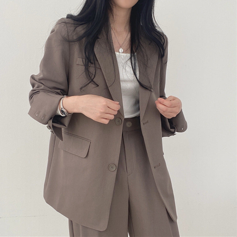Suit Jacket High Sense Women's Spring and Autumn Design Sense Thin Niche Professional suit Temperament Slim-fit Small Suit Two-piece Set