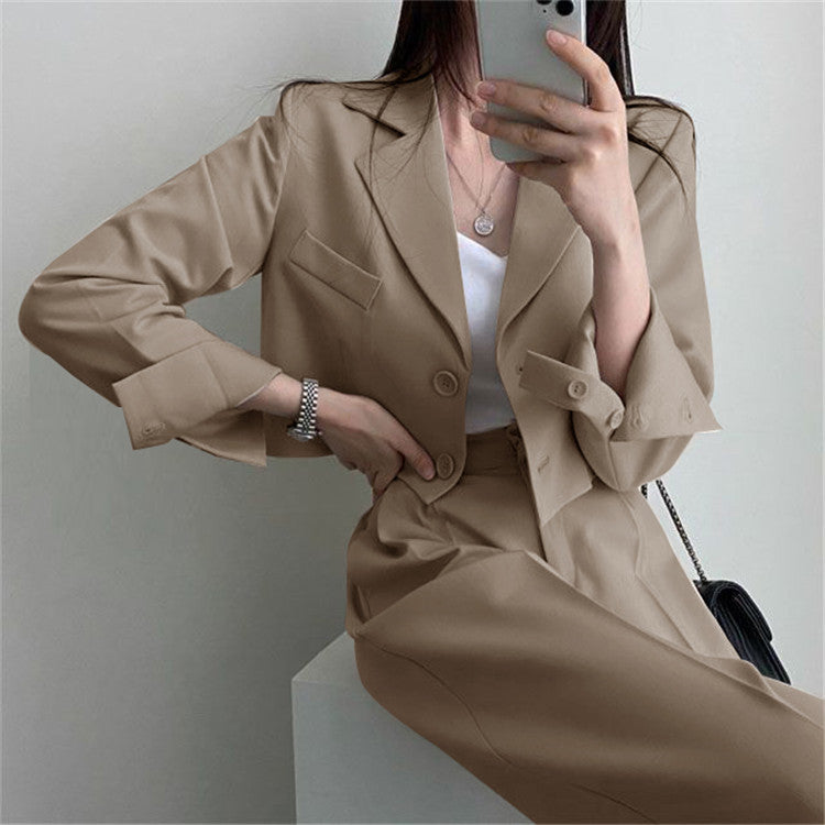 Autumn 2022 New khaki Small Suit Jacket Women's High Sense Small Temperament Commuter Suit suit