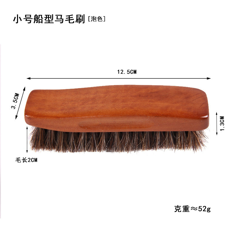 Cross-Border Shoe Brush Set, Cleaning Brush, Solid Wood Horsehair Shoe Brush, Car Seat Cleaning Brush, Soft Bristle, Amazon Bestseller