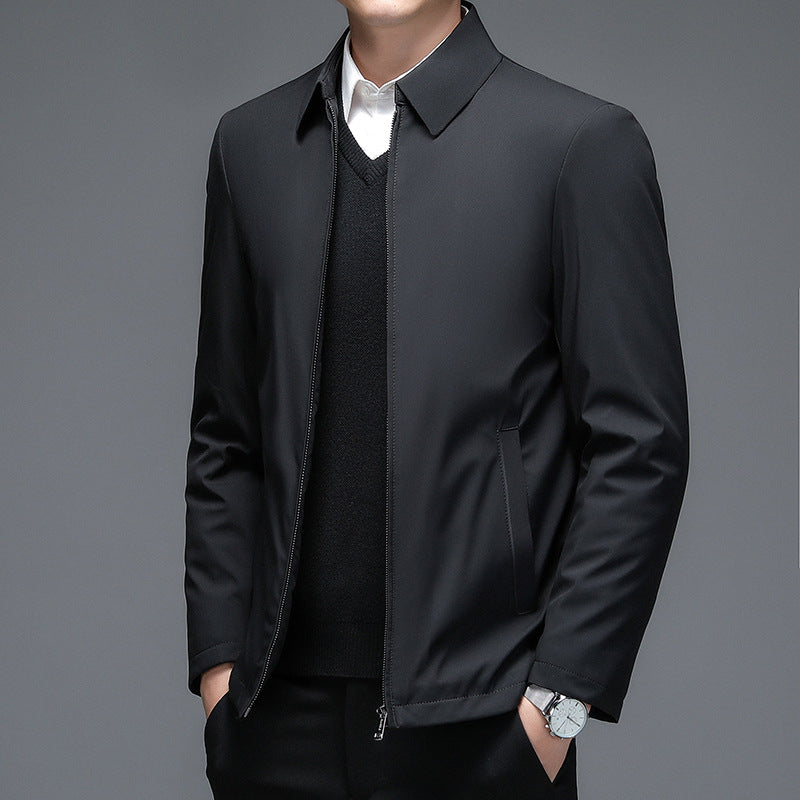 Pastoral Bird Lapel Jacket Thickened Autumn and Winter New Business Casual Cotton Coat Jacket Cadre Leading Dad Cotton Coat Men