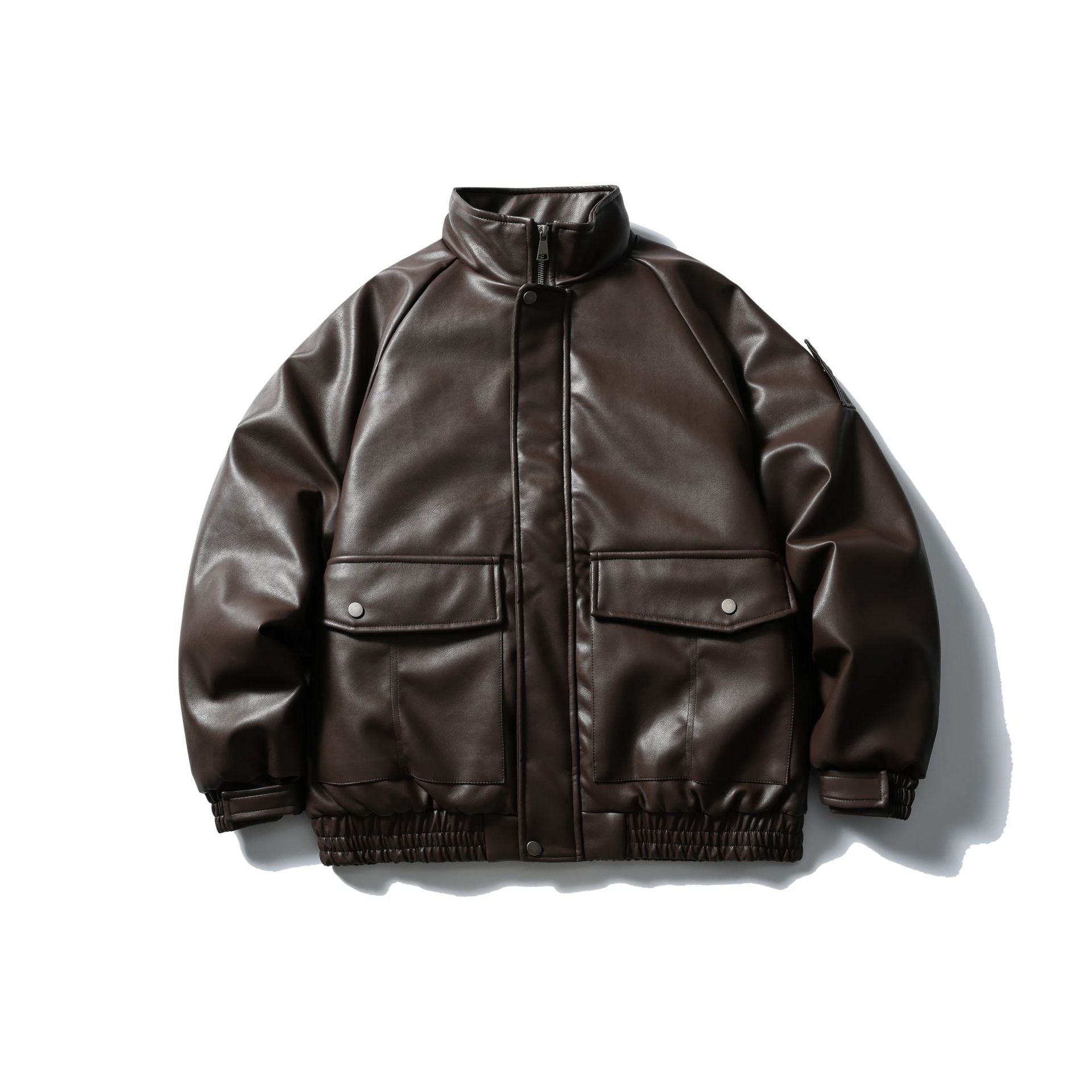 Mr. Song's Cross-Border Trendy American Retro Pu Leather Motorcycle Jacket for Men and Women, Thick Cotton Coat with Large Pockets
