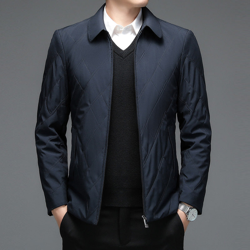 Middle-Aged Men's Jacket 2025 Winter New Style Lapel Middle-Aged Dad's Cotton-Padded Jacket Business Casual Men's Jacket Dropshipping