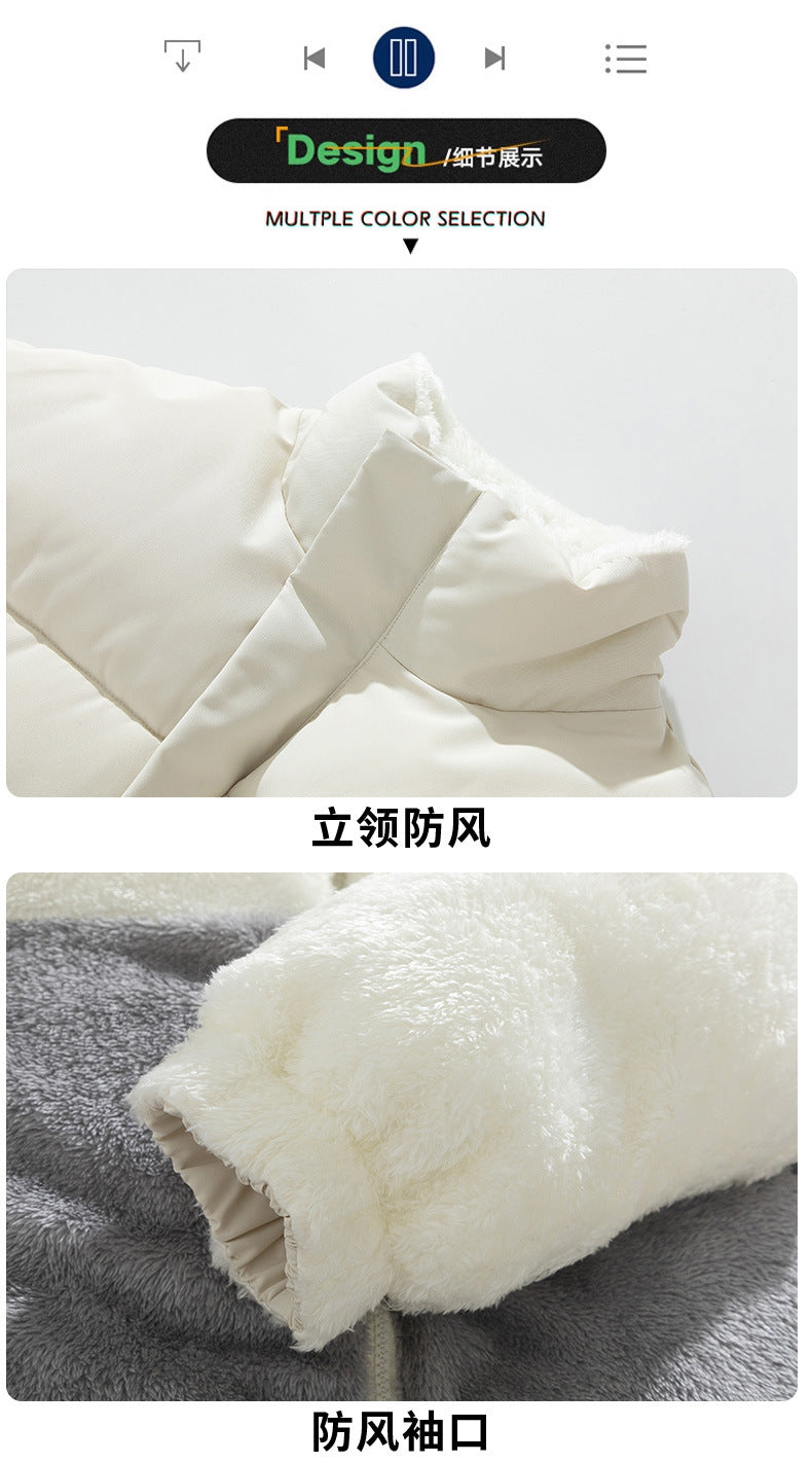 Men's Winter New Cotton Coat with Lamb Fleece, Thickened Couple's Stand Collar Casual Trendy Cotton Jacket Manufacturer