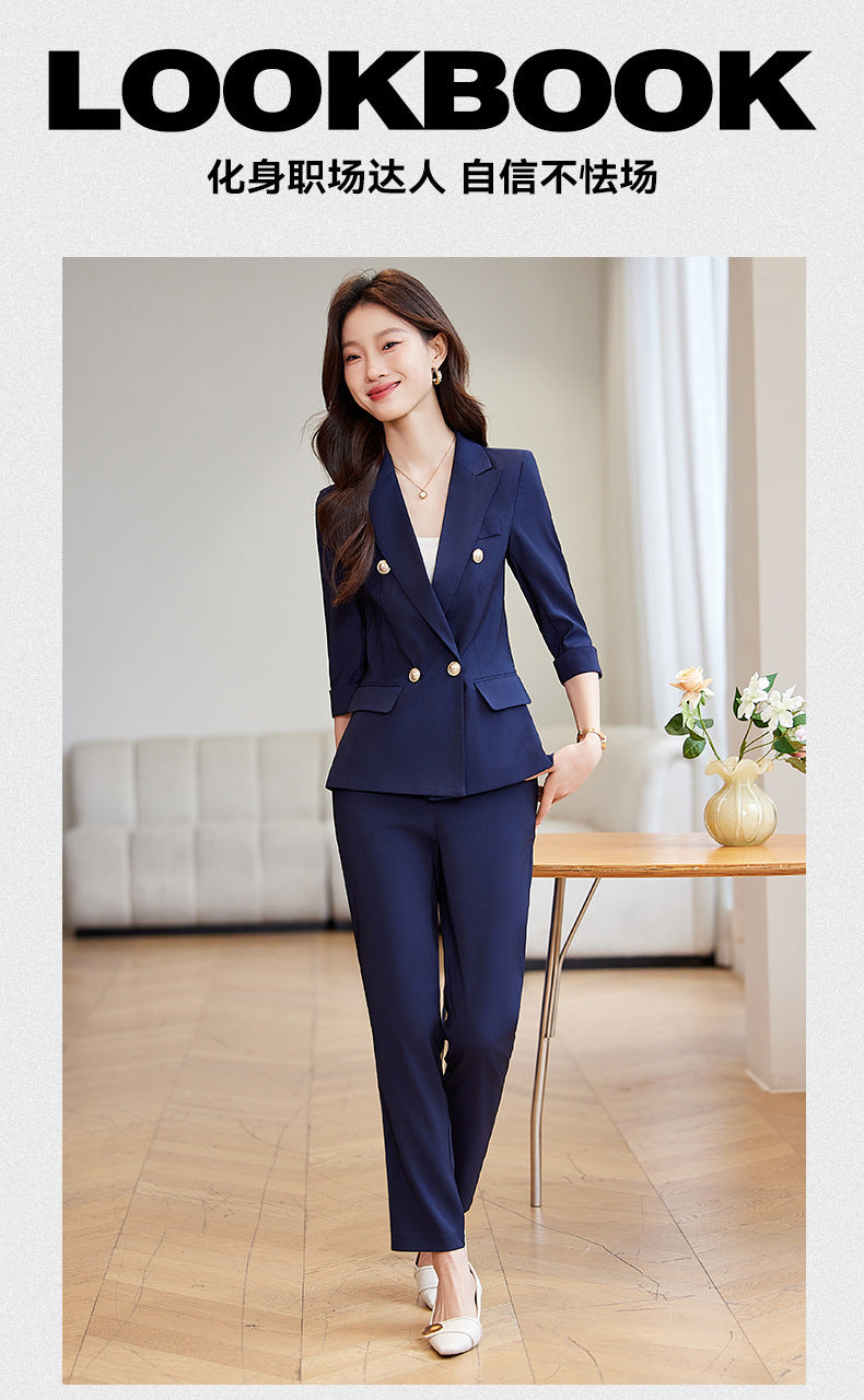 Seven-point Sleeve Suit suit Women's Spring and Summer New College Student Work Clothes Interview Dress Slim-fit Jacket Professional Suit