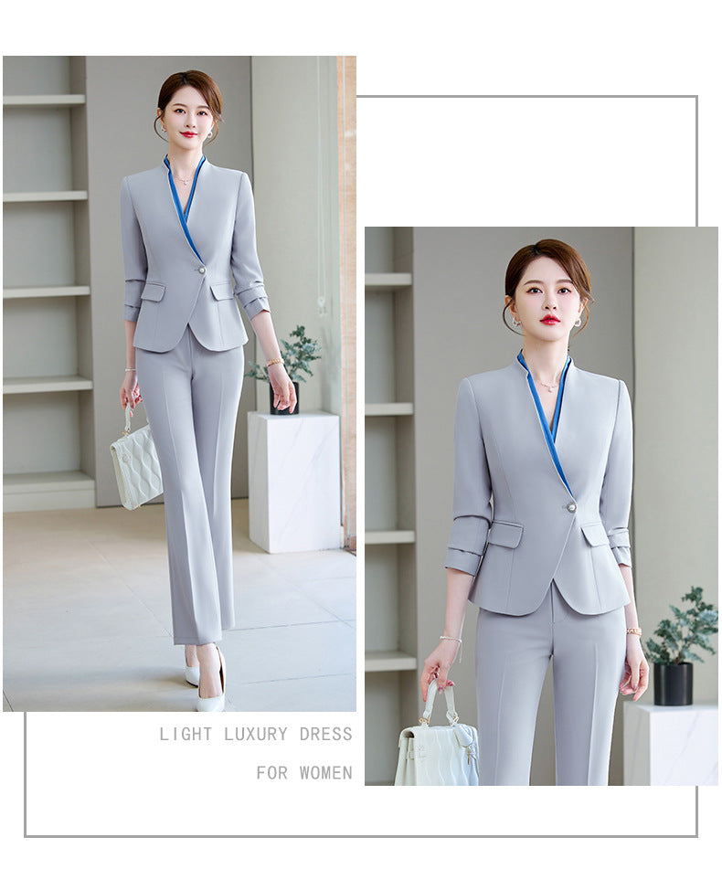 Cross-Border High-End Stewardess Uniforms, Hotel Front Desk Reception Work Clothes, Housekeeping Sales Department Sales Professional Attire Suits for Women