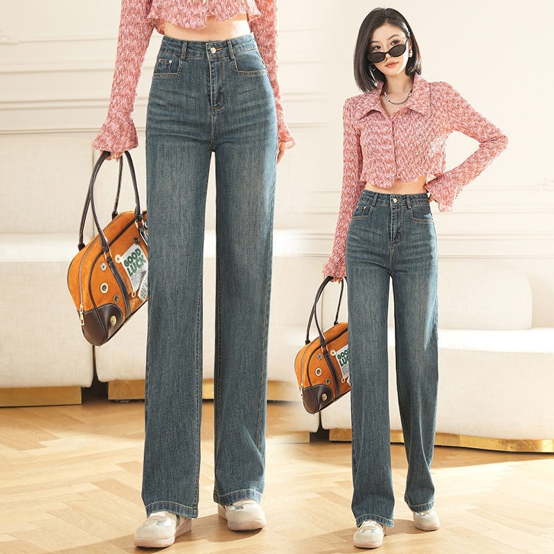 Autumn and Winter Narrow Wide-Leg Pants for Women, Loose High-Waisted Drape Versatile Floor-Length Pants, Slimming Straight-Leg Trousers Wholesale Dropshipping