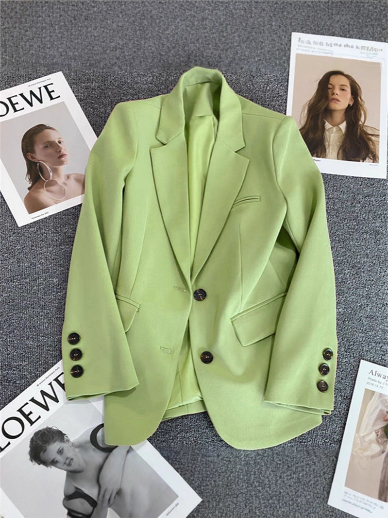 Avocado Green Blazer for Women 2026 Spring and Autumn New Casual Stylish Street-Style Blazer Korean Version Suit Jacket
