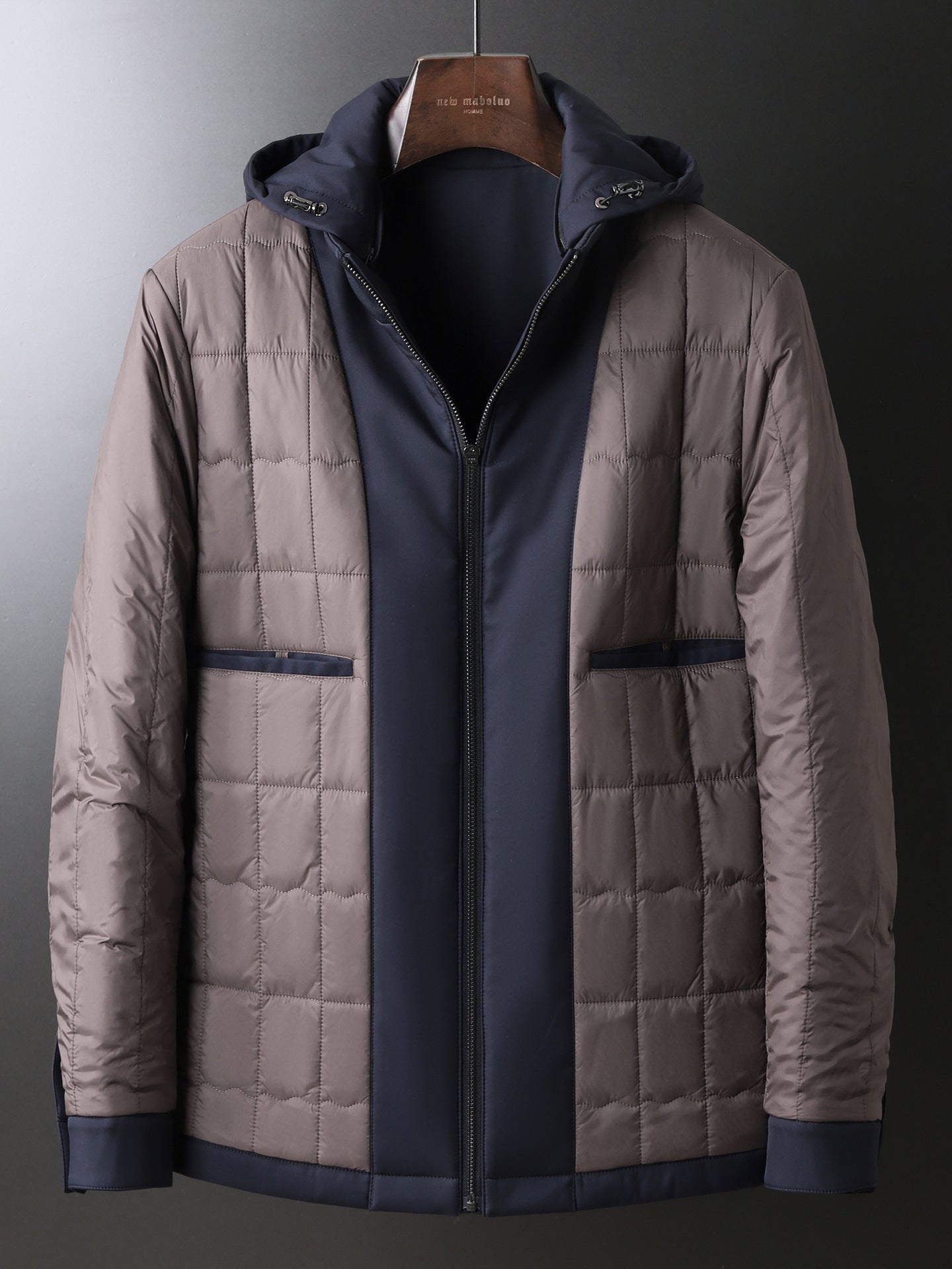 Source Manufacturer Spring and Autumn Anti-Wrinkle Fashion Korean Style Casual Jacket Business Simple Removable Hood Filled with Wool Middle-Aged Clothing
