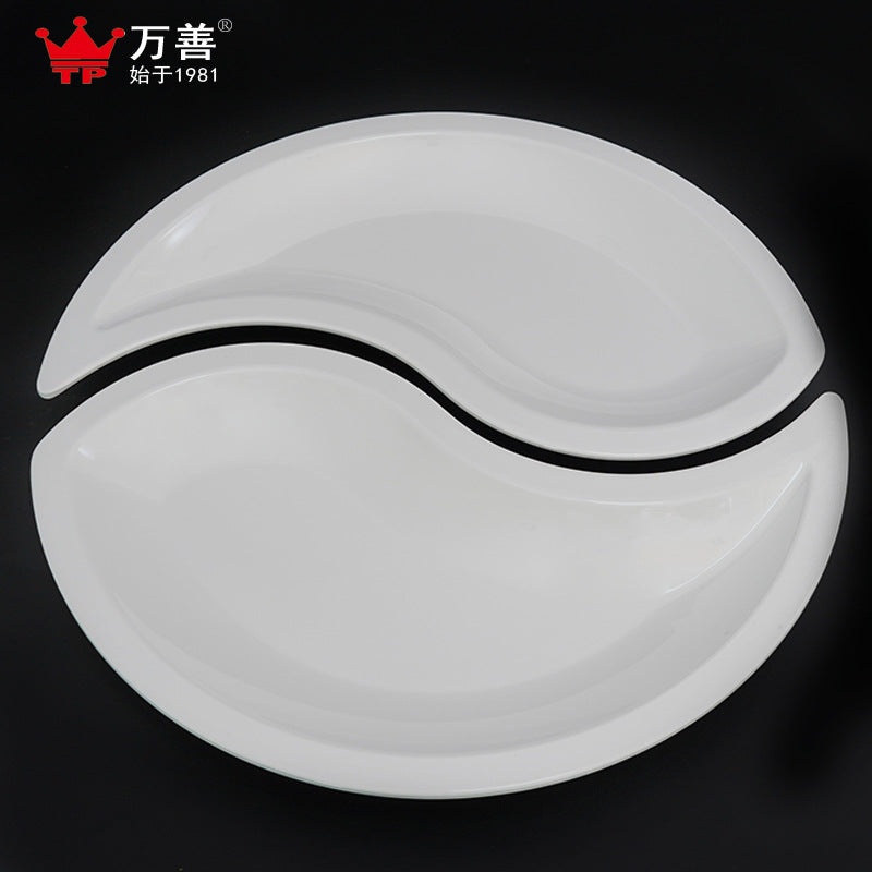 Pure White melamine Round Hotel Household Irregular Shape Large Plate Simple Advanced Tableware Solid Color Dinner Plate
