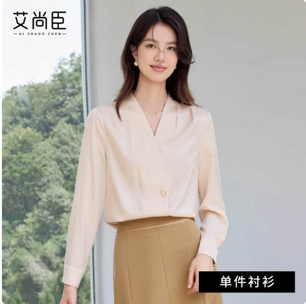 Summer New Style High-End Professional Women's Skirt Suit, Fashionable and Elegant Goddess Style Long-Sleeved Shirt and Skirt Formal Wear Ol