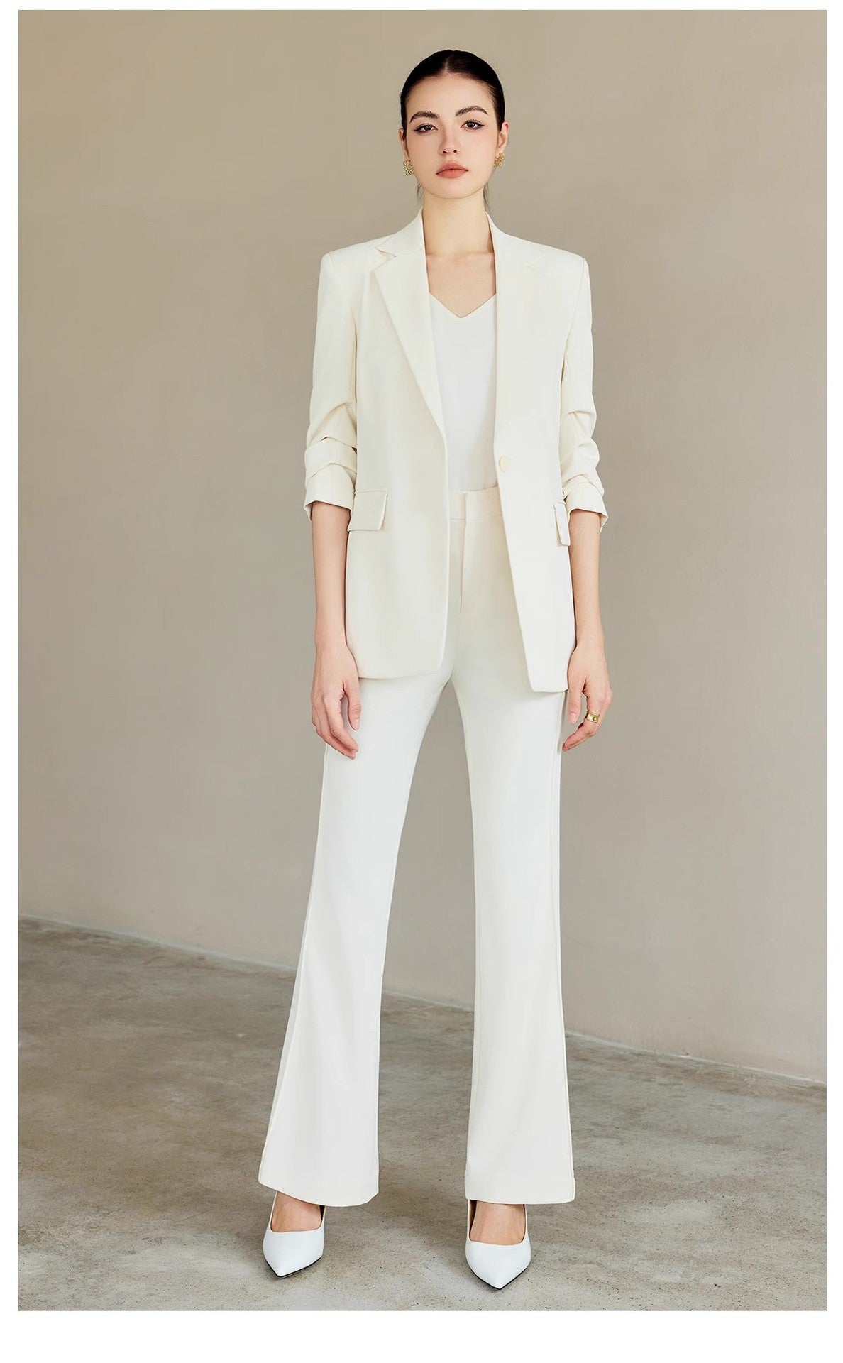 Spring and Autumn New High-End White-Collar Suit Suit White One-Button Suit Pants Female President Formal Work Clothes