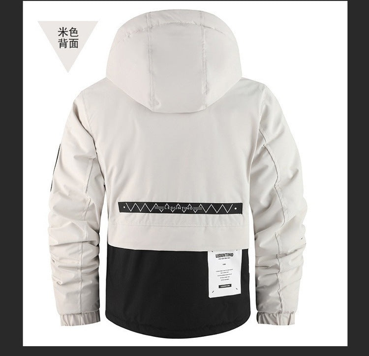 Cross-Border New Thickened Cotton Coat Outdoor Warm Cotton Coat Winter Men's Large Size Hooded Jacket Waterproof Jacket Wholesale