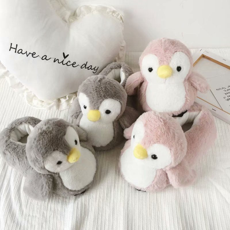Cute Cartoon Penguin Winter Moon Cotton Shoes Couple Home Creative Bag with Thick-soled Warm Cotton Slippers
