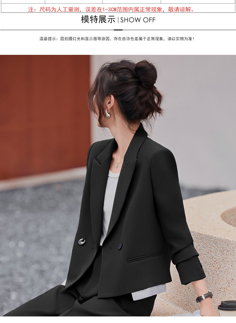 Cross-Border Gray Short Blazer for Women, New Spring and Autumn Style, Petite Professional Casual Workwear Suit