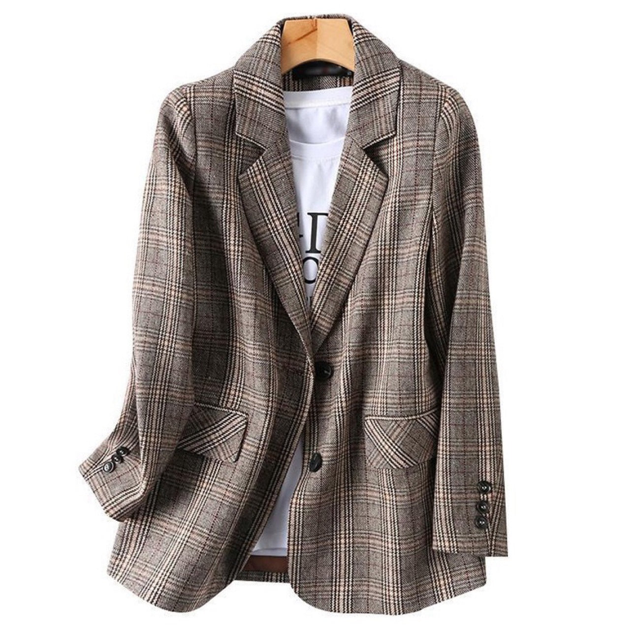 Plaid Small Suit for Women 2025 Spring and Autumn New Versatile British Style Spring and Autumn Loose Trendy Mom Casual Suit Jacket for Women