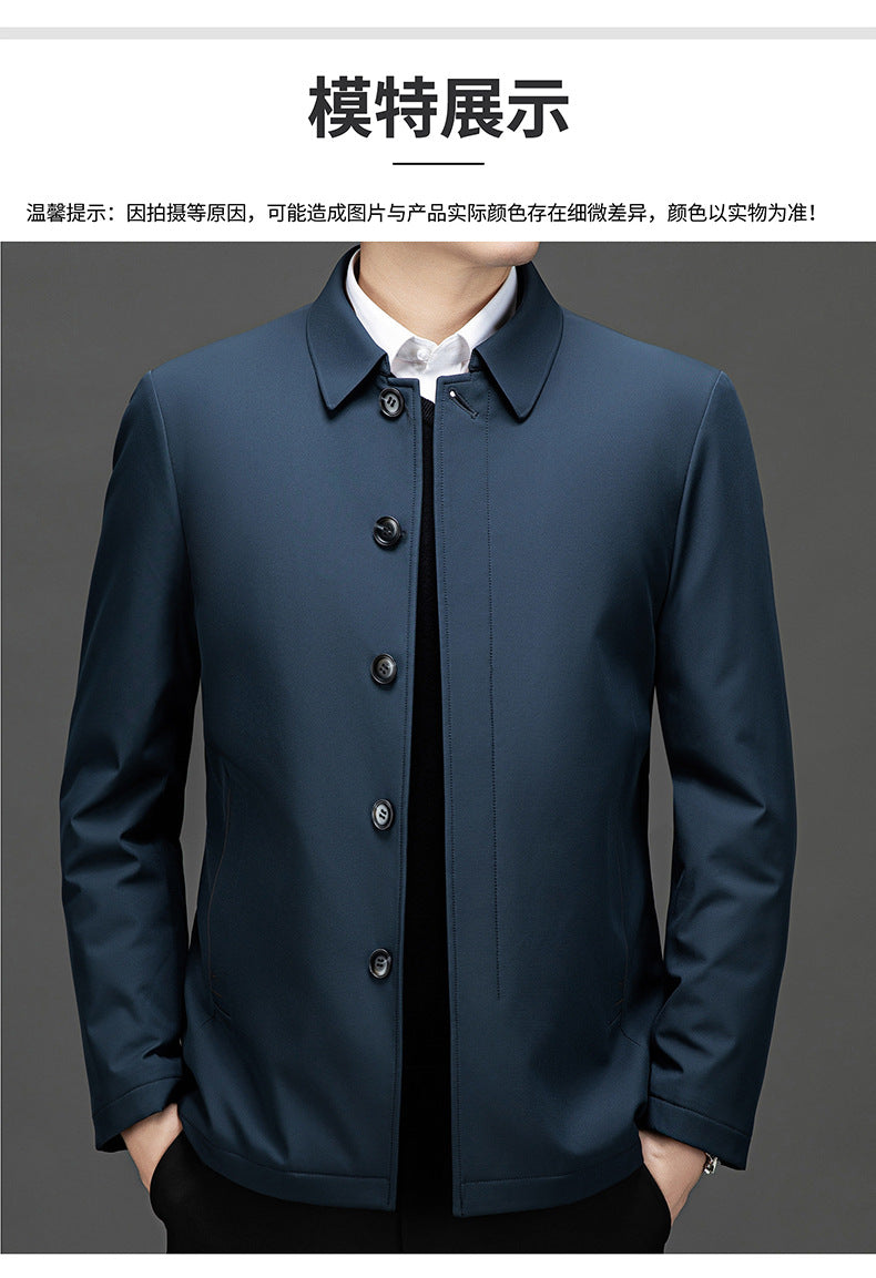 Pastoral Bird Jacket Cotton Coat Coat Winter Middle-aged and Elderly Men's Lapel Business Casual Lightweight Warm Silk Cotton Coat